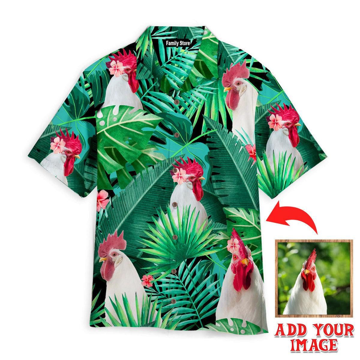 Tropical White Rooster Custom Hawaiian Shirt