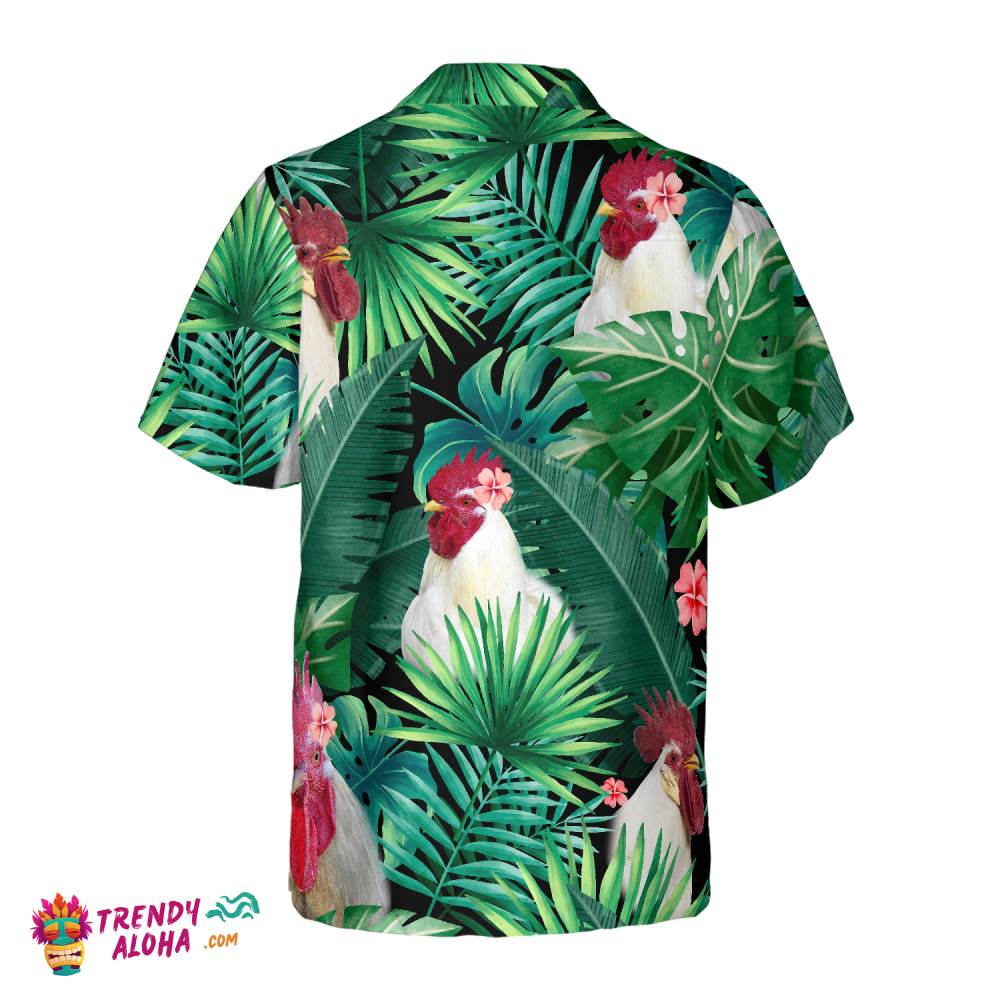Tropical White Rooster Hawaiian Shirt