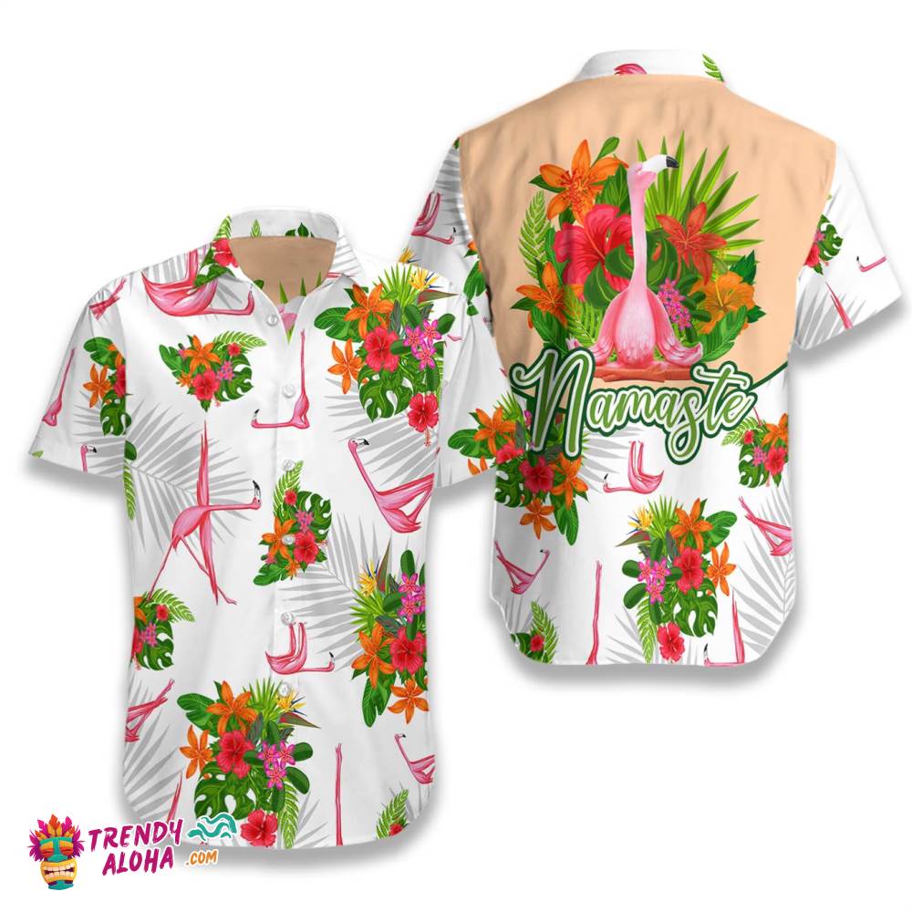 Tropical Workout Yoga Flamingo Namaste Hawaiian Shirt Tropical Workout Yoga Flamingo Namaste Hawaiian Shirt