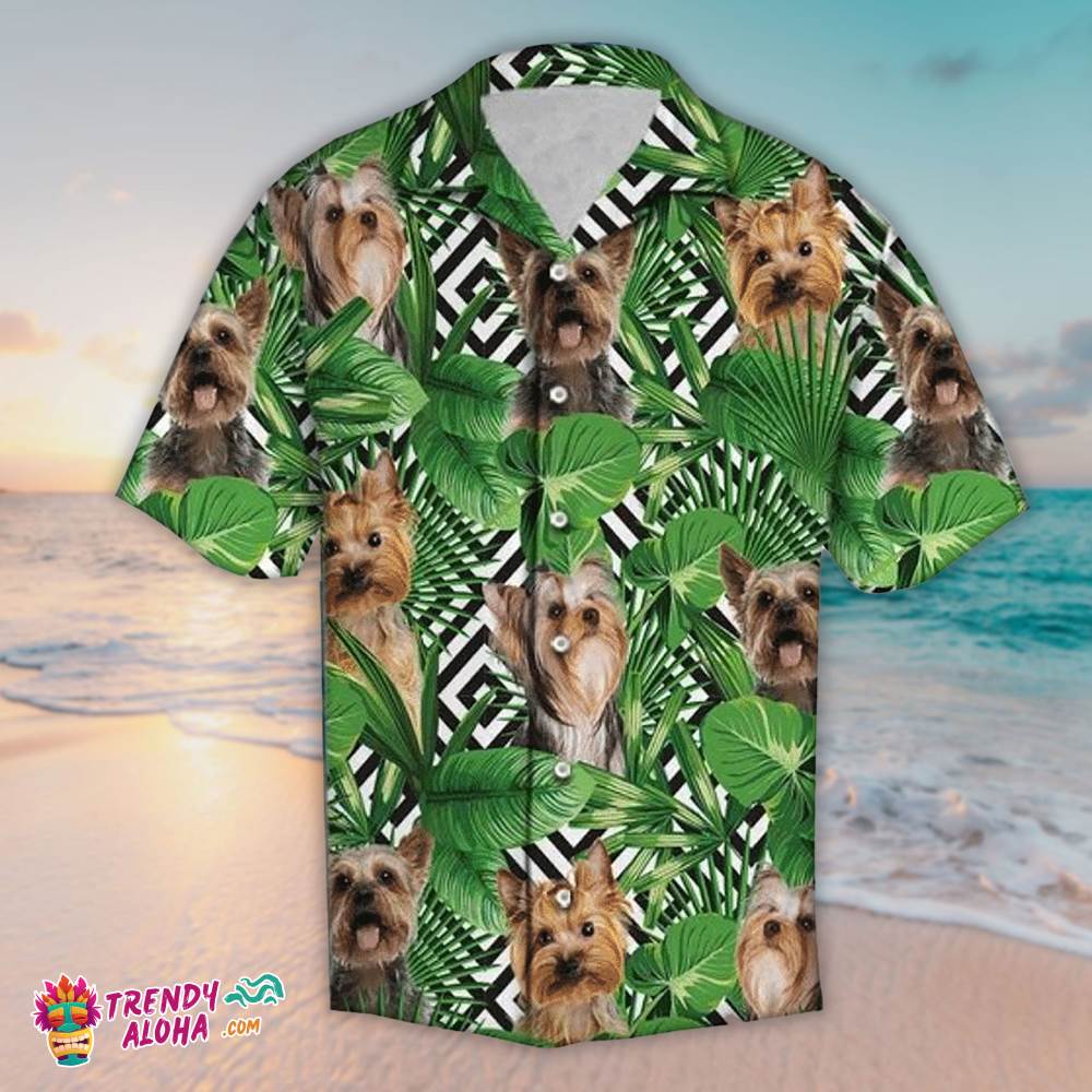 Tropical Yorkshire Terrier Awesome Green Hawaiian Aloha Beach Shirt