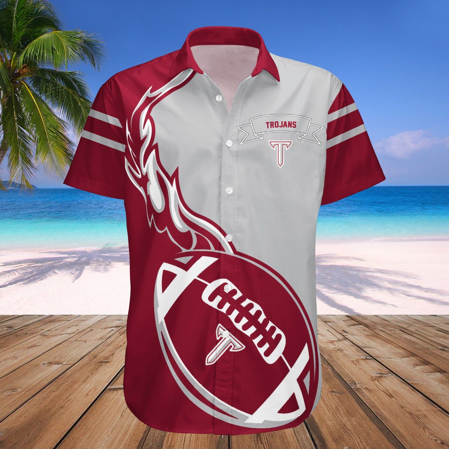Troy Trojans Hawaii Shirt Flame Ball – NCAA