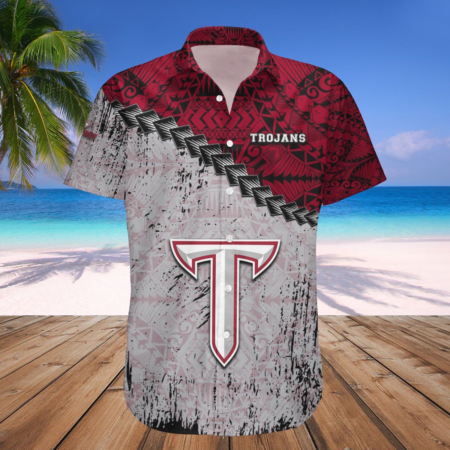 Troy Trojans Hawaii Shirt Grunge Polynesian Tattoo – NCAA
