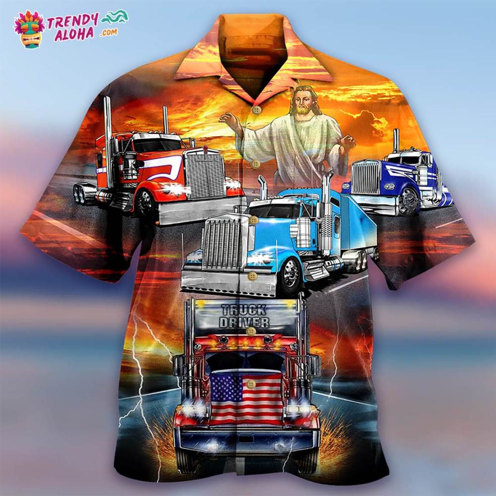 Truck Driver Jesus Bless In The Sunset Hawaiian Shirt – Trendy Aloha
