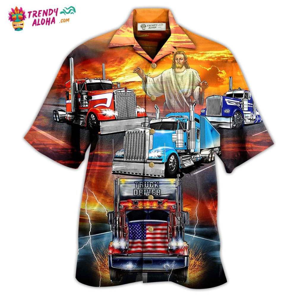 Truck Driver Jesus Bless In The Sunset Hawaiian Shirt – Trendy Aloha Truck Driver Jesus Bless In The Sunset Hawaiian Shirt – Trendy Aloha