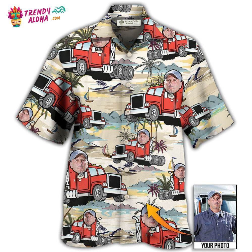 Truck Driver Tropical Beach Custom Photo Hawaiian Shirt – Trendy Aloha Truck Driver Tropical Beach Custom Photo Hawaiian Shirt – Trendy Aloha
