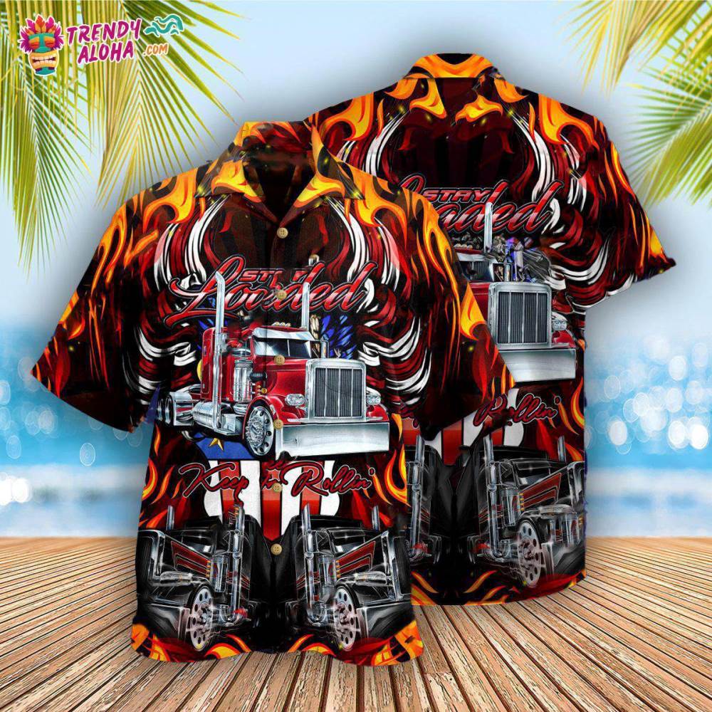 Truck Keep On Rolling Truckers In Fire Hawaiian Shirt – Trendy Aloha