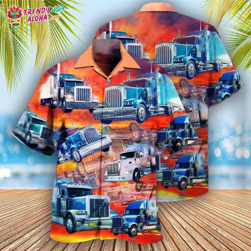 Truck Real Men Drive Big Trucks In The Sunset Hawaiian Shirt – Trendy Aloha