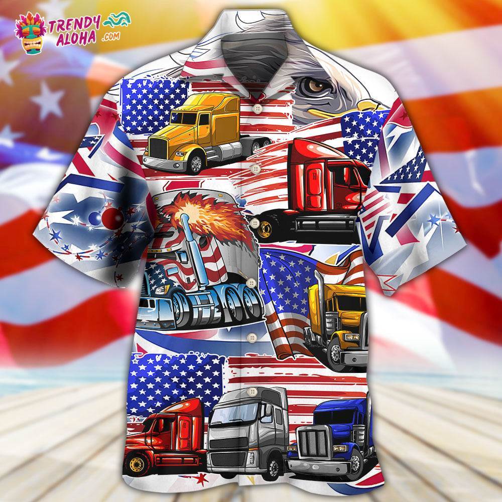 Truck Usa Flag Independence Day Hawaiian Shirt – Trendy Aloha