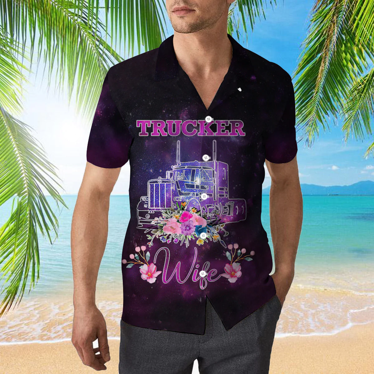 Trucker Wife Purple Trendy Hawaiian Shirt For Aloha Shirt
