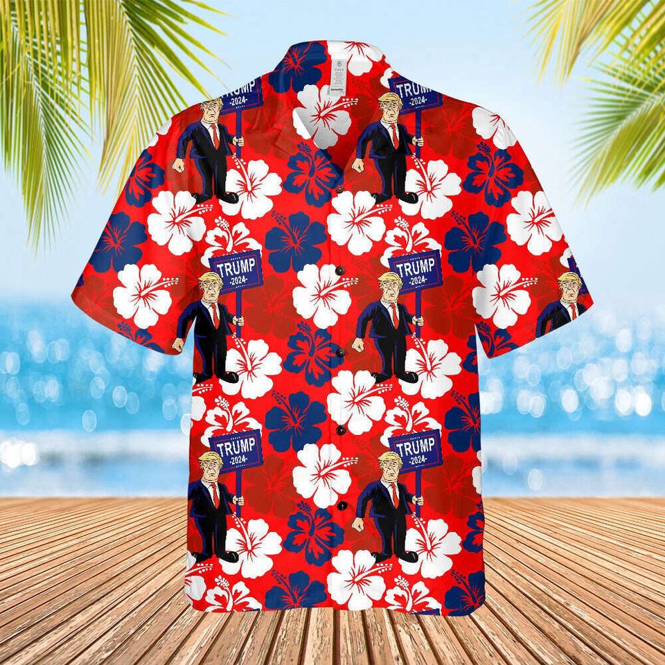 Trump 2024 Re-Elect Aloha Shirt Mug Shot Design Trump Hawaiian Shirt