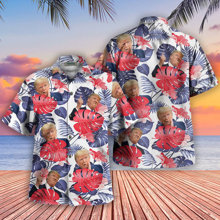Trump 2024 Supporters Tropical Maple Leaves Shirt Trump Hawaiian Shirt