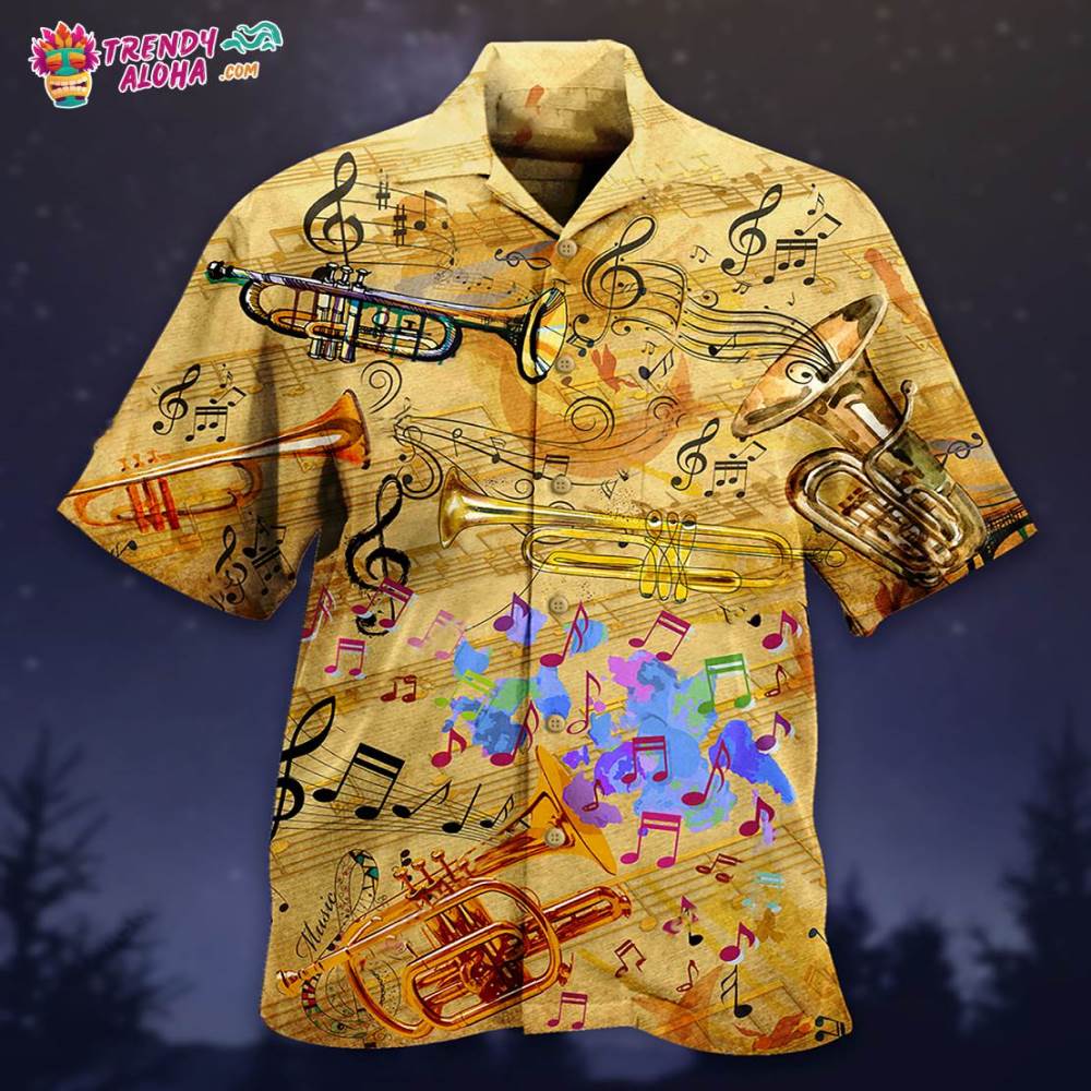 Trumpet Music Vintage Life Peace Hawaiian Shirt – Trendy Aloha