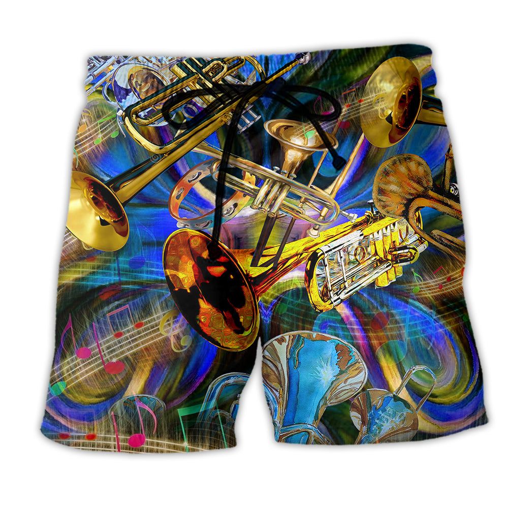 Trumpet Music When Words Fail Trumpet Speaks Trendy Aloha Hawaiian Beach Shorts