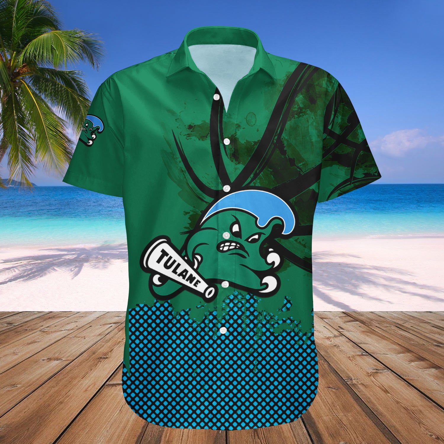 Tulane Green Wave Hawaii Shirt Basketball Net Grunge Pattern – NCAA