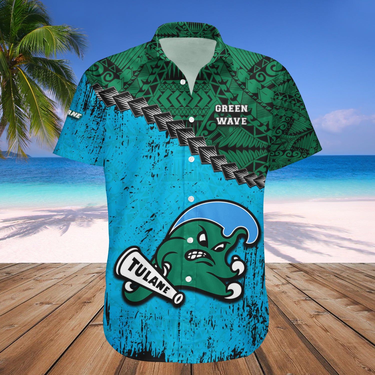 Tulane Green Wave Hawaii Shirt Grunge Polynesian Tattoo – NCAA