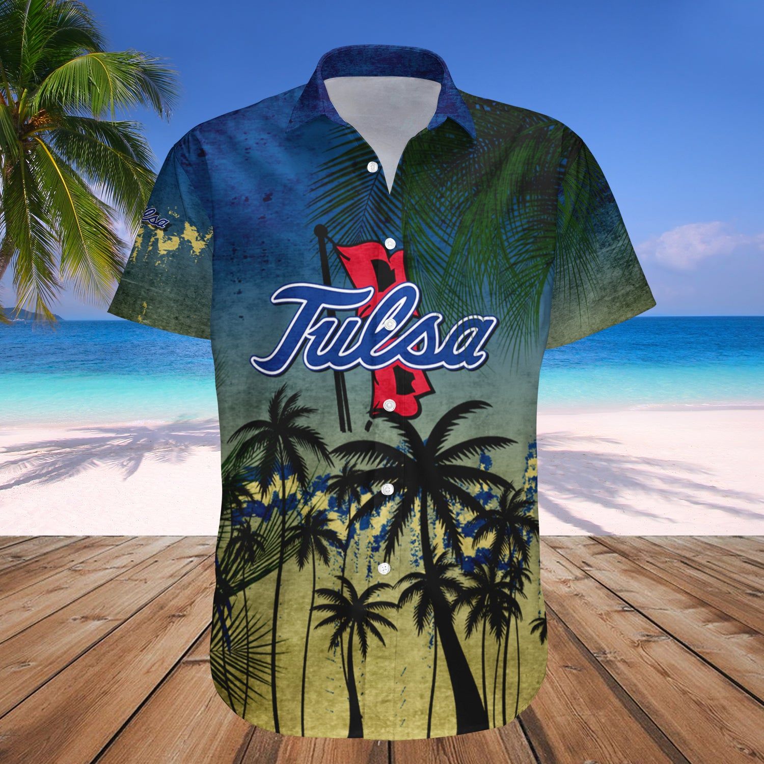 Tulsa Golden Hurricane Hawaii Shirt Coconut Tree Tropical Grunge – NCAA