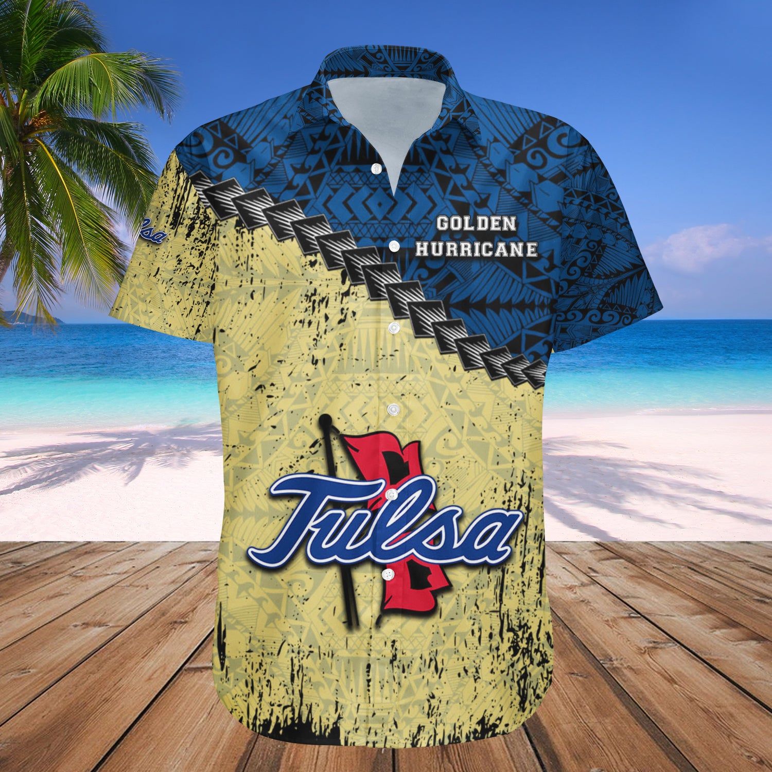 Tulsa Golden Hurricane Hawaii Shirt Grunge Polynesian Tattoo – NCAA