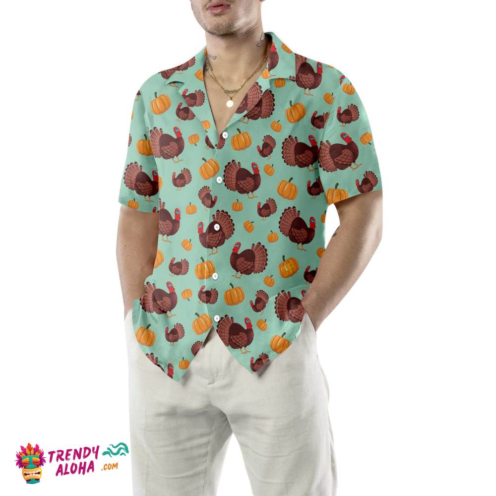 Turkey And Pumpkin For Thanksgiving Holiday Hawaiian Shirt, Unique Gift For Thanksgiving Day
