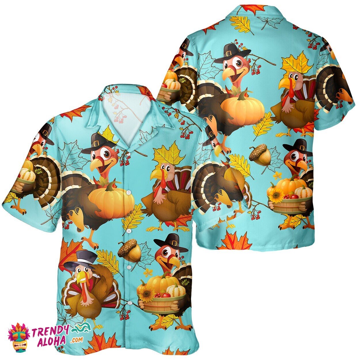 Turkey Enthusiast Unisex Aloha Shirt Thanksgiving Pumpkin Leaf