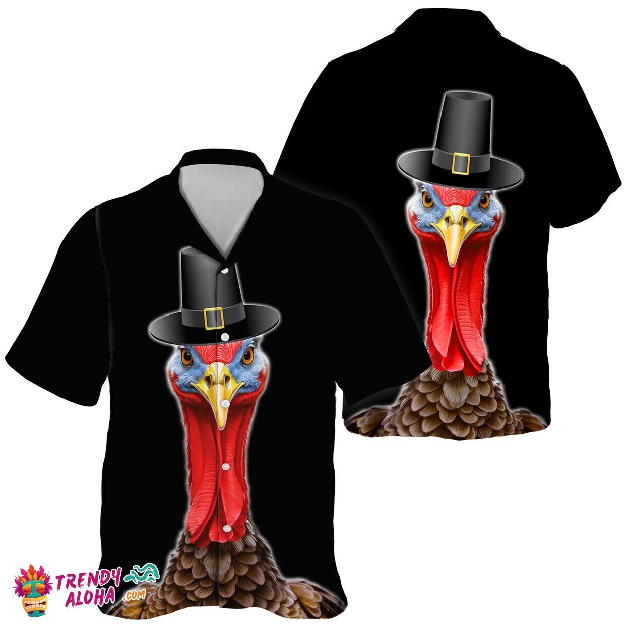 Turkey Enthusiast Unisex Hawaiian Shirt with Fall Pumpkin Leaf Pattern