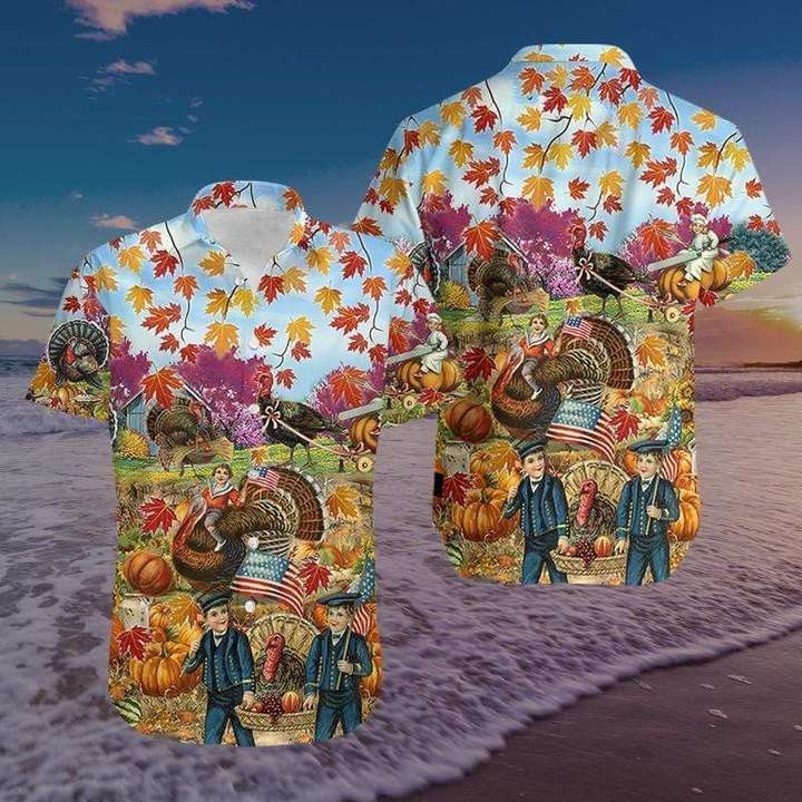 Turkey Give Thanks Thanksgiving Trendy Hawaiian Shirt