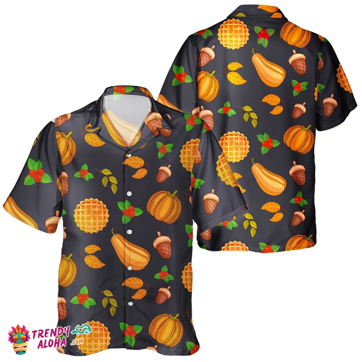 Turkey Lover’s Fall Harvest & Autumn Leaves Unisex Hawaiian Shirt