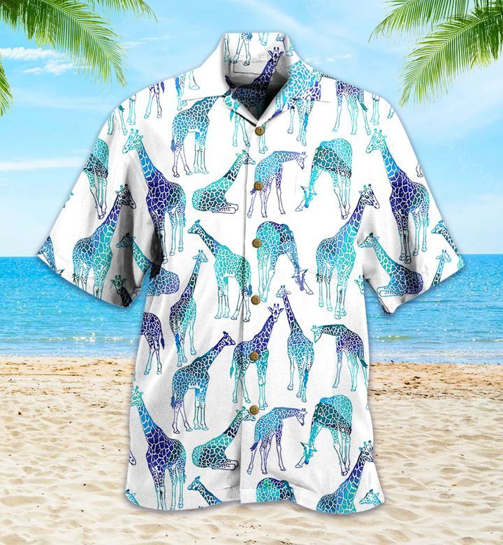 Turquoise Giraffe Blue Trendy Hawaiian Shirt 3D Summer Gifts Turquoise Giraffe Blue Trendy Hawaiian Shirt 3D Summer Gifts