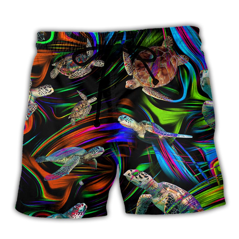 Turtle Amazing Flash Neon Trendy Aloha Hawaiian Beach Shorts Turtle Amazing Flash Neon Trendy Aloha Hawaiian Beach Shorts