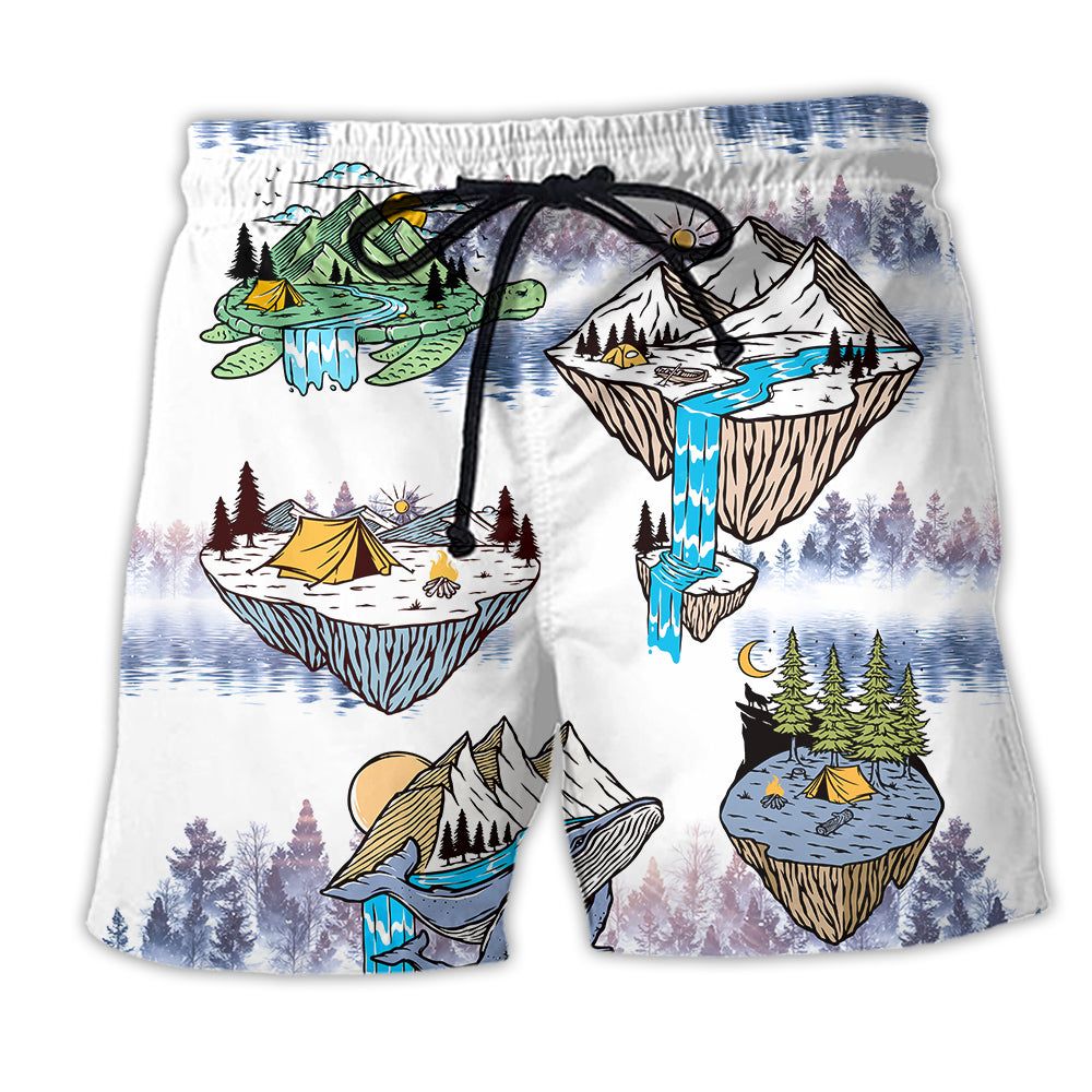 Turtle And Shark Camping Cute Style Trendy Aloha Hawaiian Beach Shorts
