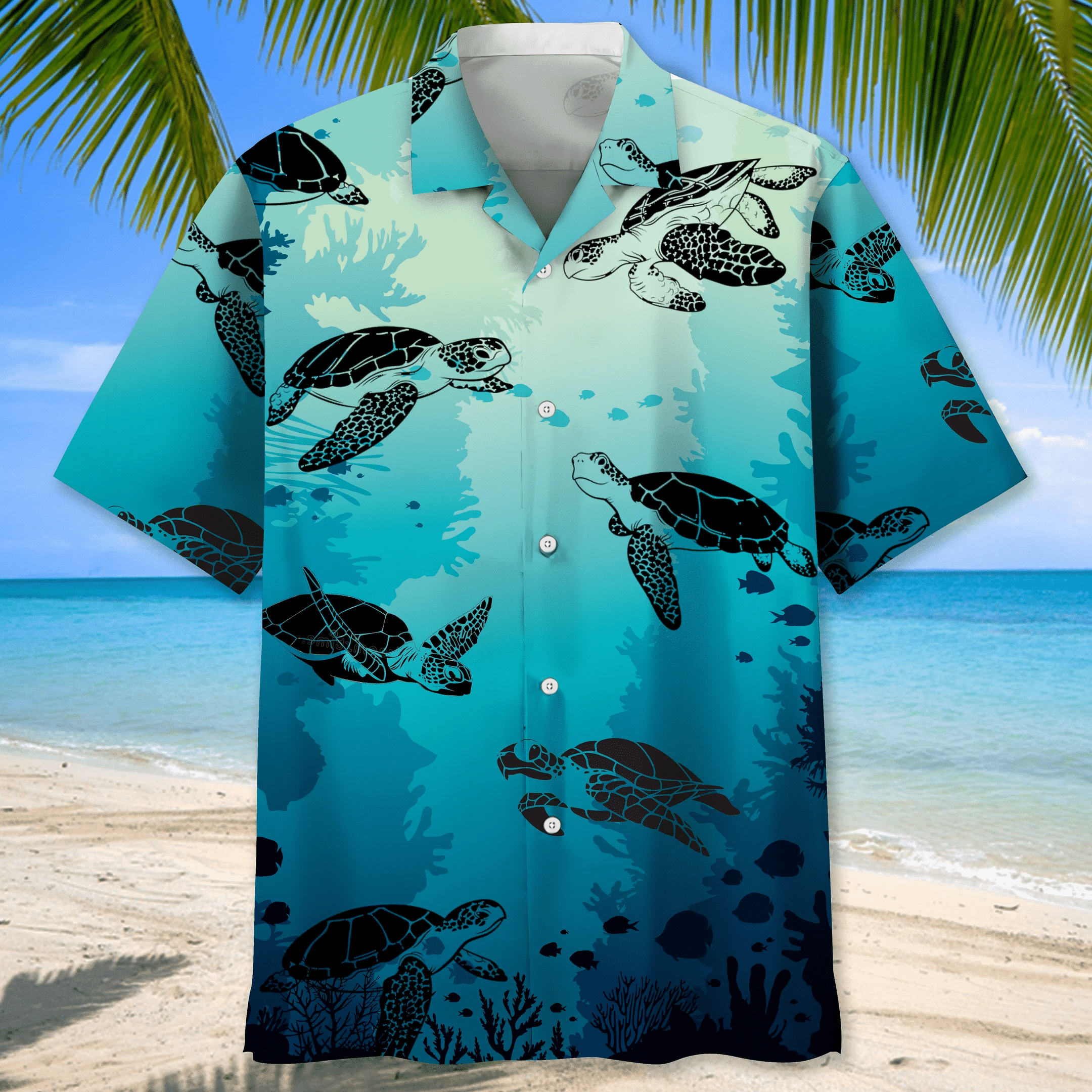 Turtle Beach Trendy Hawaiian Shirt, Turtle Lover Trendy Hawaiian Shirt For