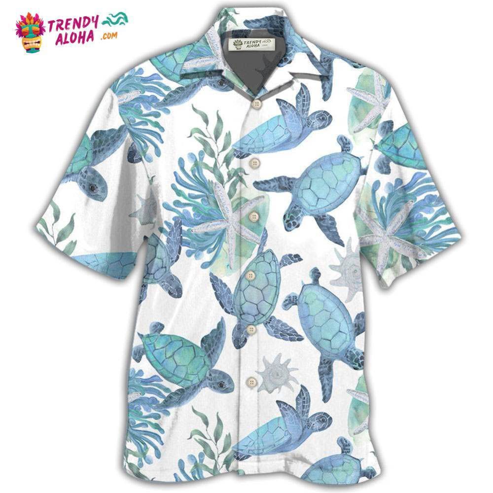 Turtle Blue Turtle Basic Hawaiian Shirt – Trendy Aloha