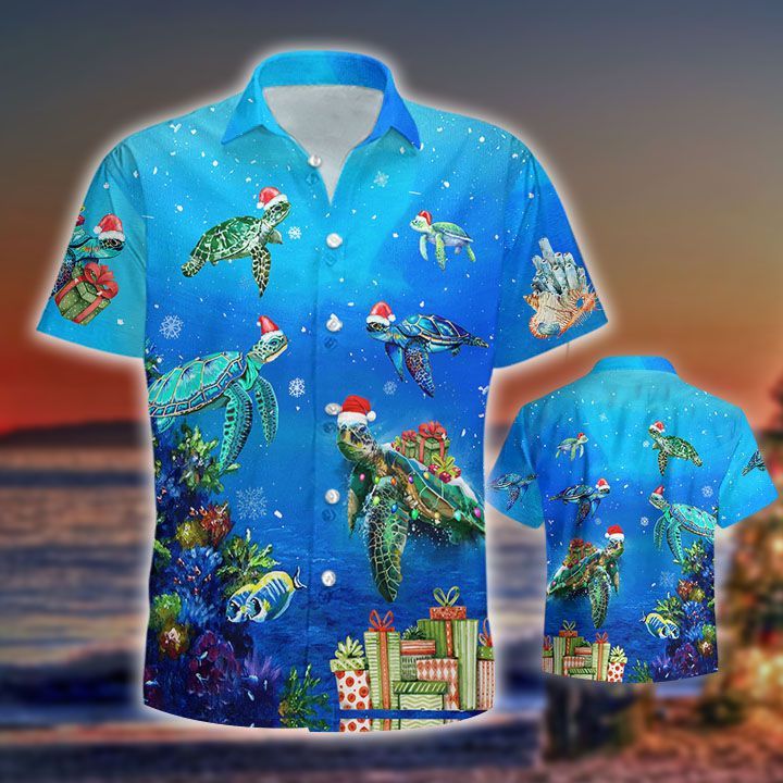 Turtle Chrismas Trendy Hawaiian Shirt, Turtle Lover Trendy Hawaiian Shirt For