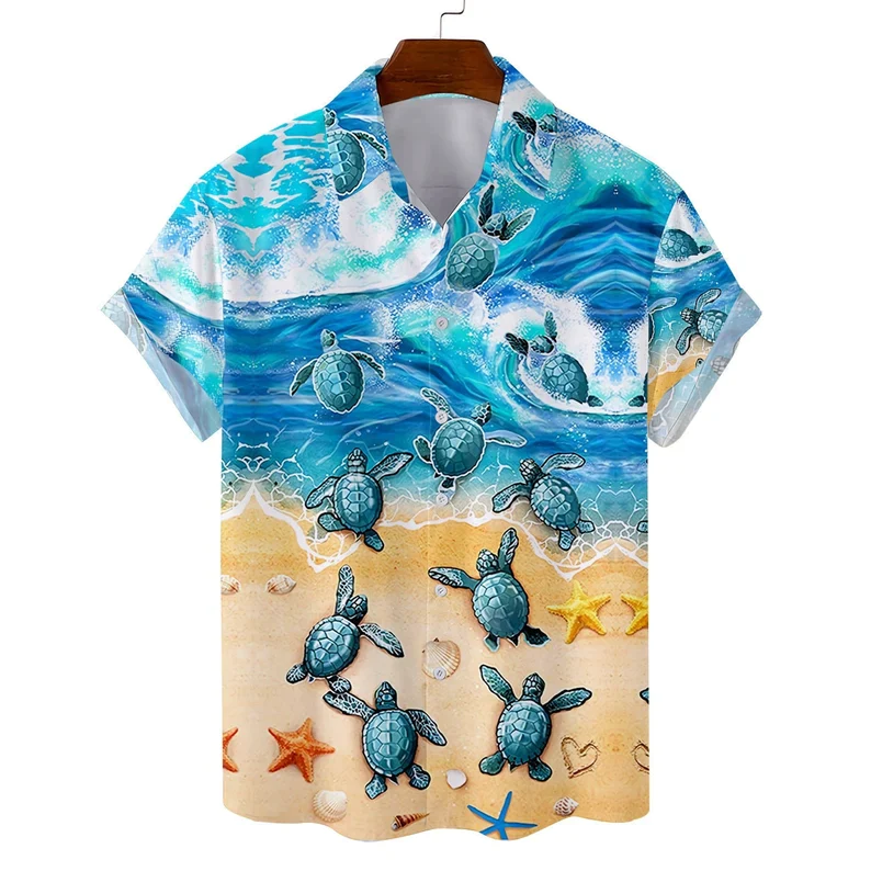 Turtle Colorful Amazing Trendy Hawaiian Shirt For Men Women, Short Sleeve Button Trendy Hawaiian Shirt,Hawaii Honeymoon Shirt