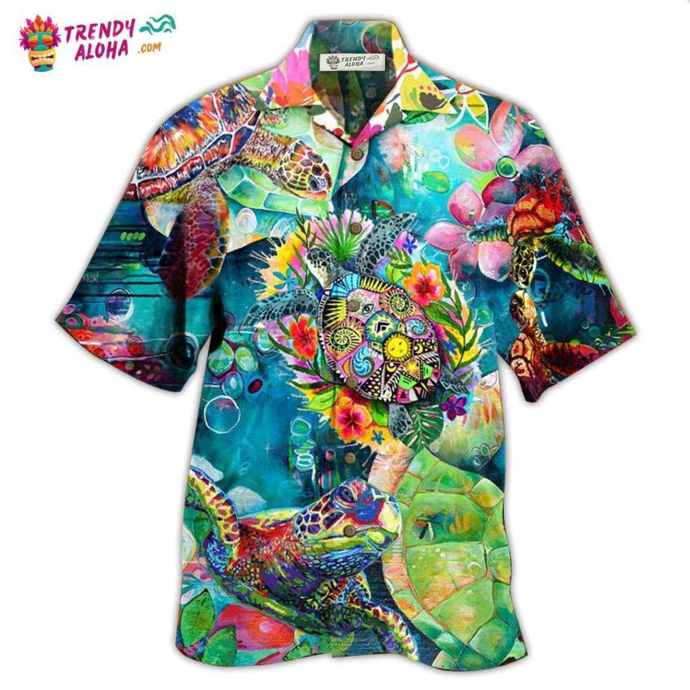 Turtle Colorful Love Sea Hawaiian Shirt – Trendy Aloha