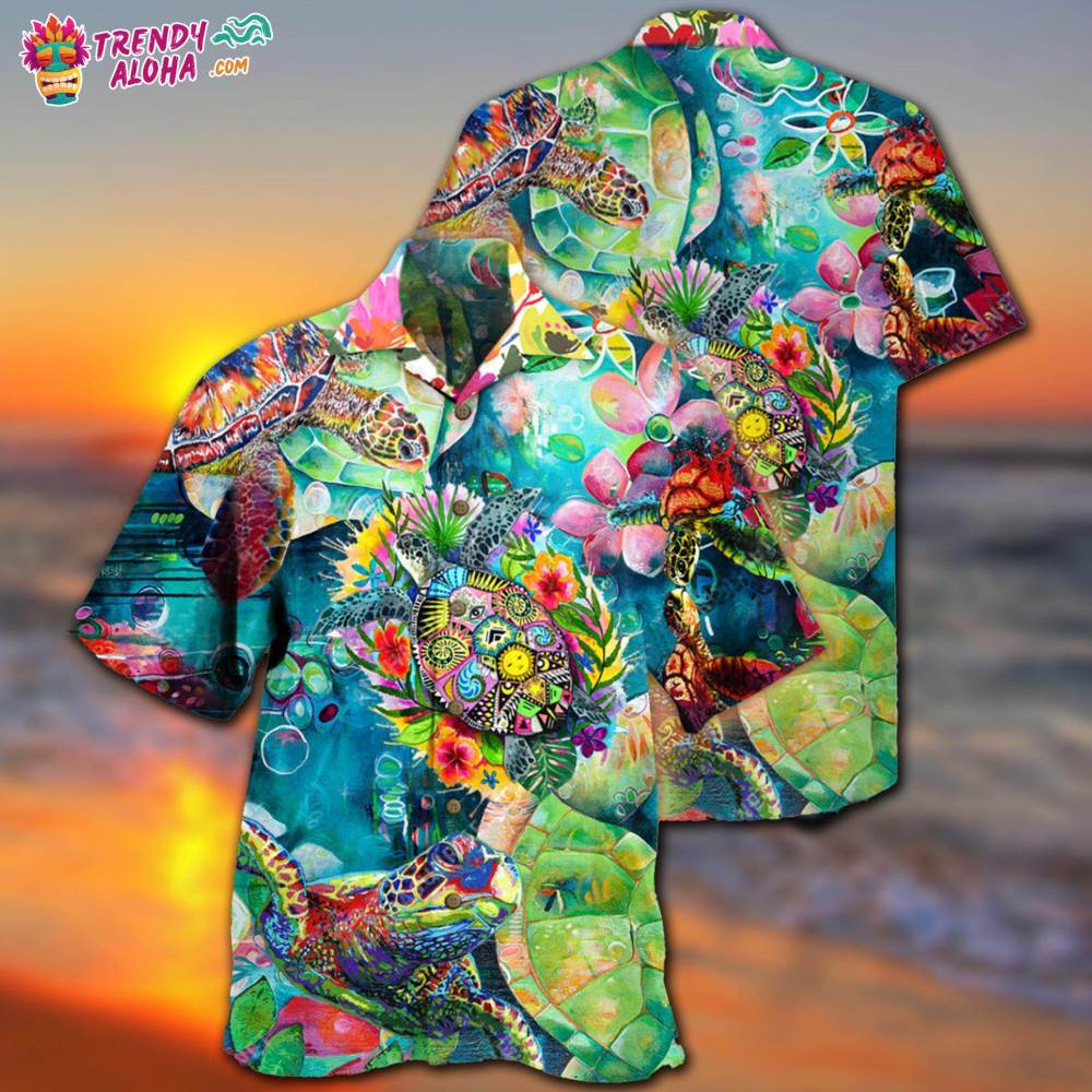Turtle Colorful Love Sea Hawaiian Shirt – Trendy Aloha