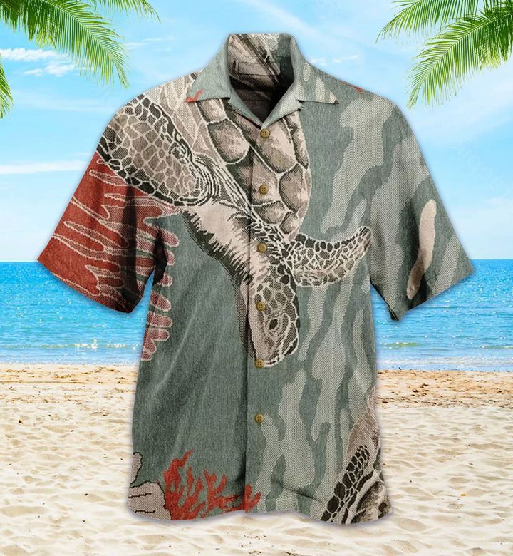 Turtle Coral Blue Hawaiian Shirt 3D Summer Gifts