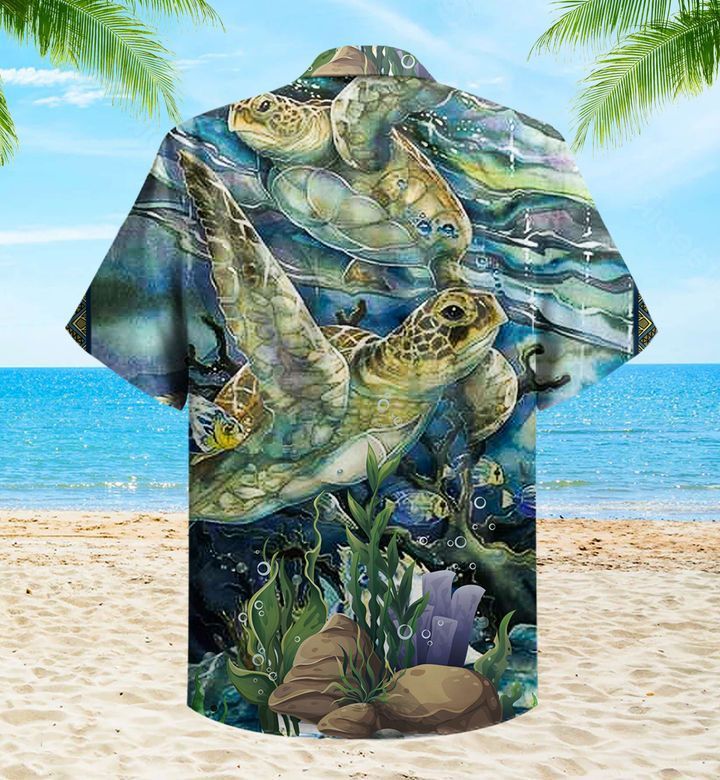 Turtle Fish Coral Blue Trendy Hawaiian Shirt 3D Summer Gifts