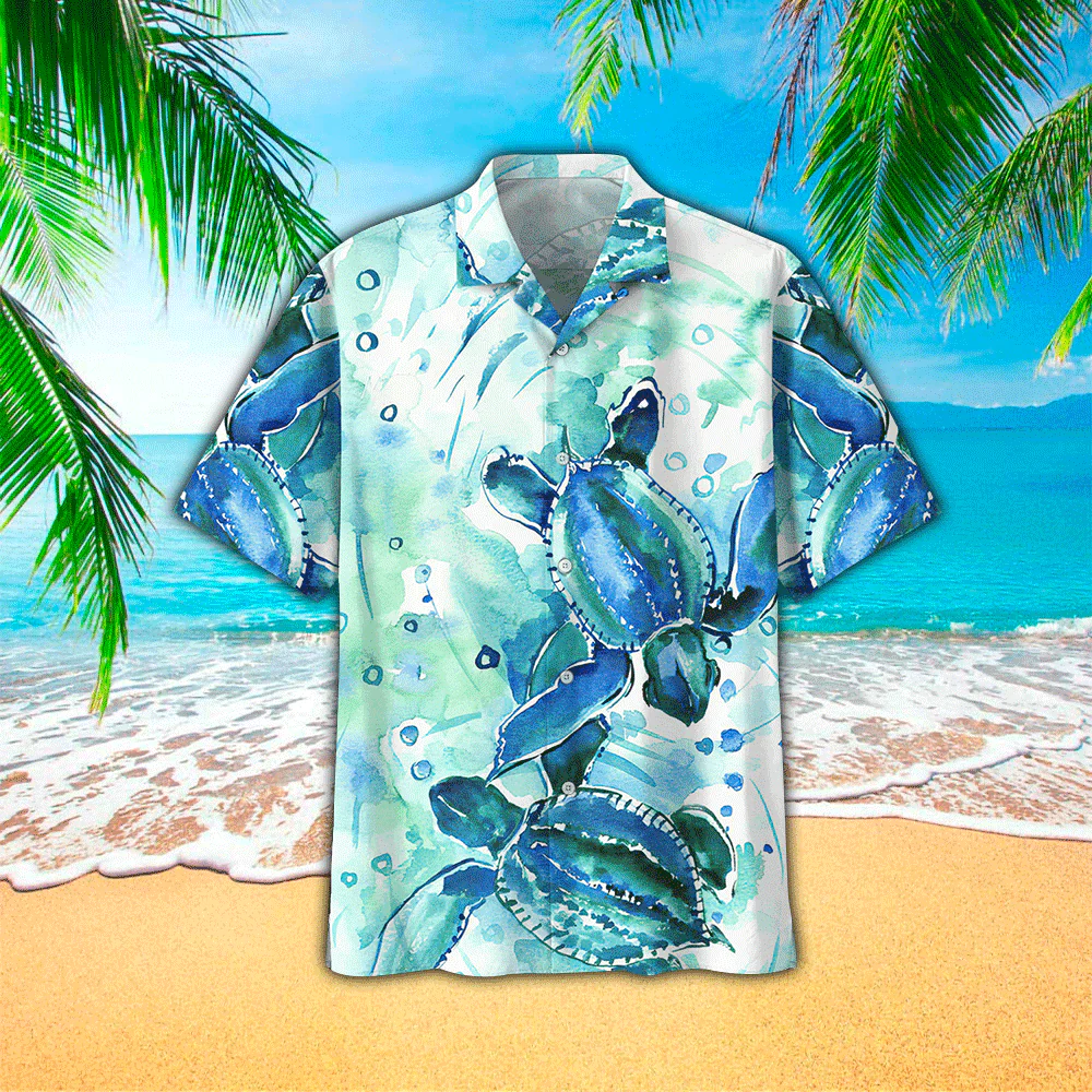 Turtle Flag American Summer 3D Print Polyester Trendy Hawaiian Shirt