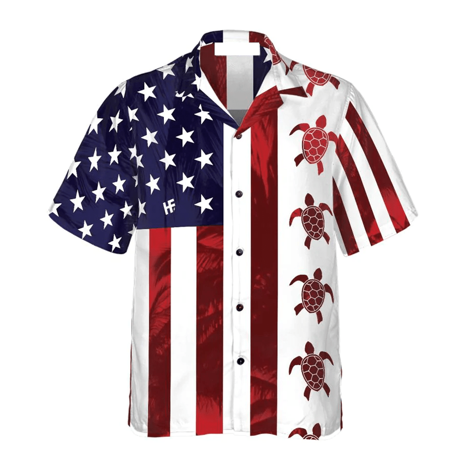 Turtle Flag American Trendy Hawaiian Shirt, 4Th Of July Trendy Hawaiian Shirt For Men And Women
