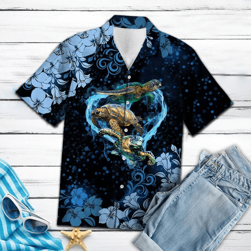 Turtle Flower Trendy Hawaiian Shirt, Turtle Lover Trendy Hawaiian Shirt For