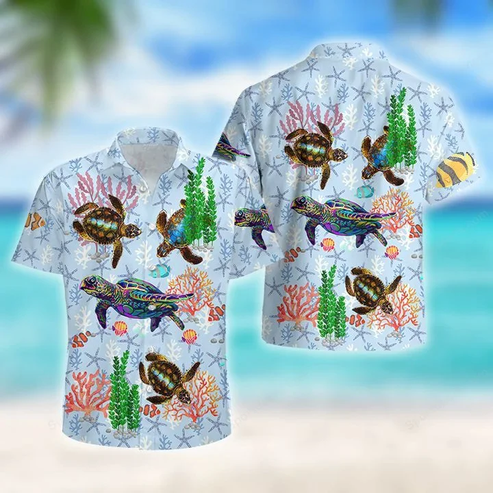 Turtle Fly Turtle Hawaiian Shirt Aloha Beachwear
