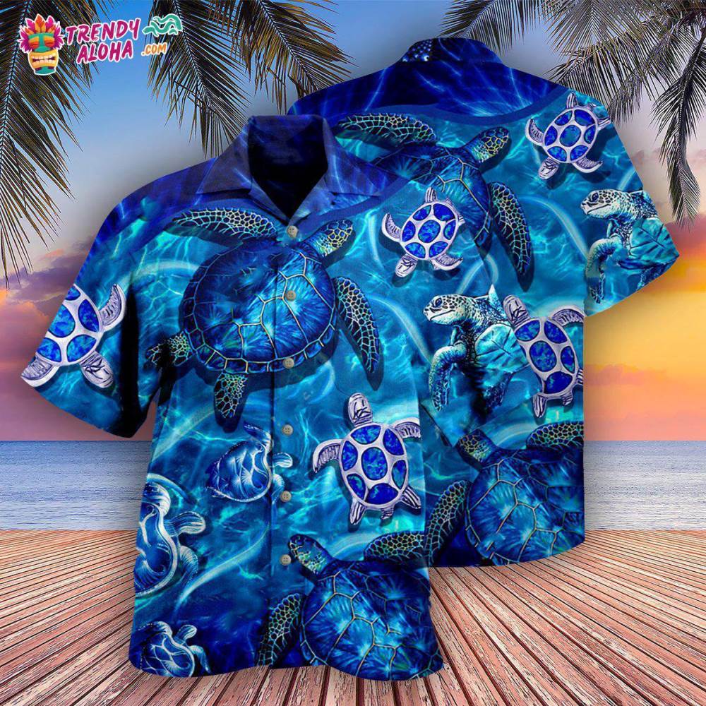 Turtle Go With The Flow In Ocean Hawaiian Shirt – Trendy Aloha