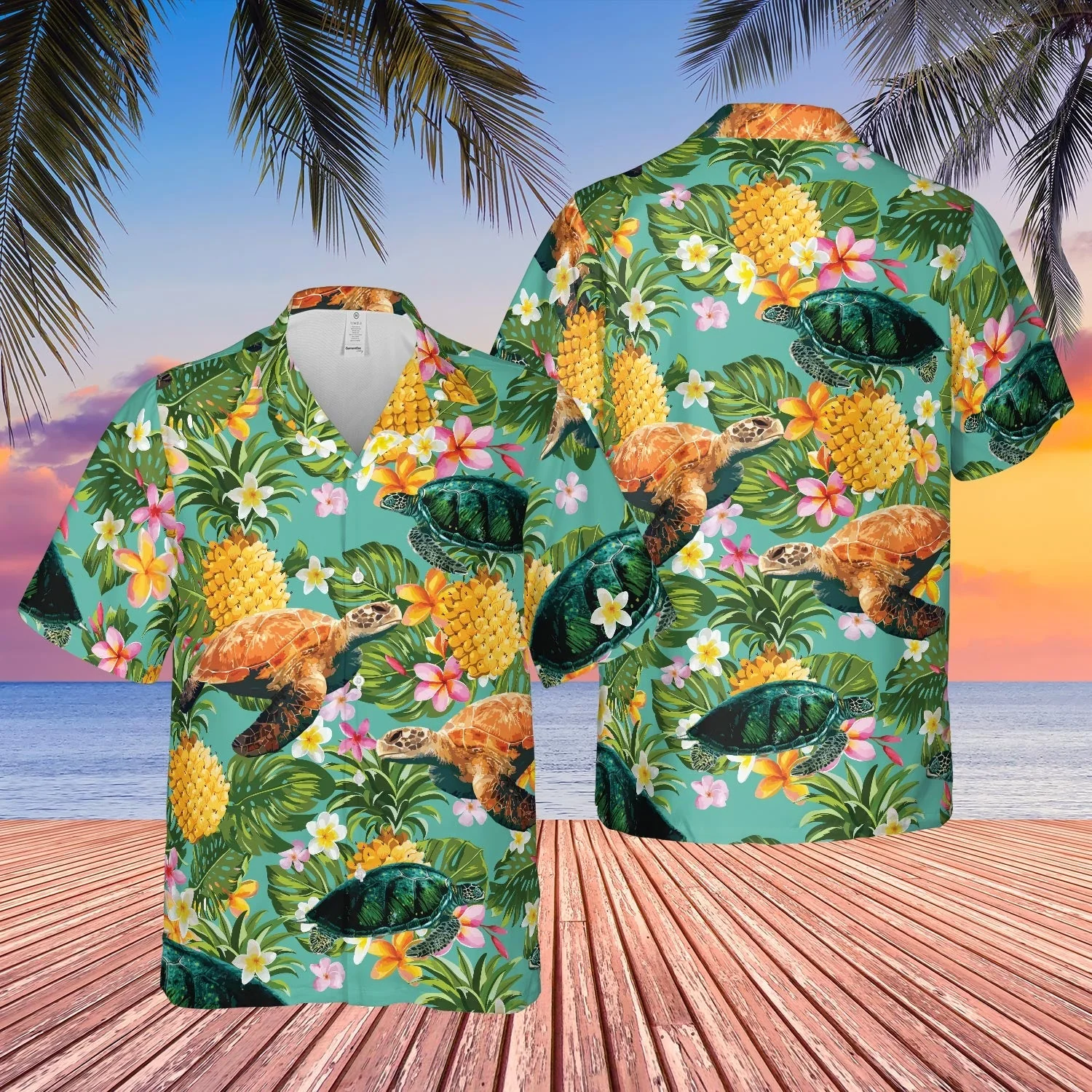 Turtle Hawaii Tropical Beach Shirt, Turtle Lover Trendy Hawaiian Shirt For