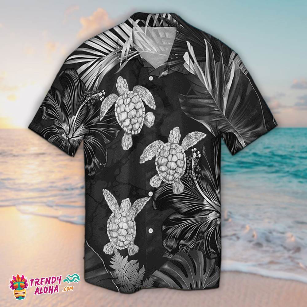 Turtle Hawaiian Shirt Silver Tropical Turtle Aloha Shirt, Aloha Hawaiian Shirts