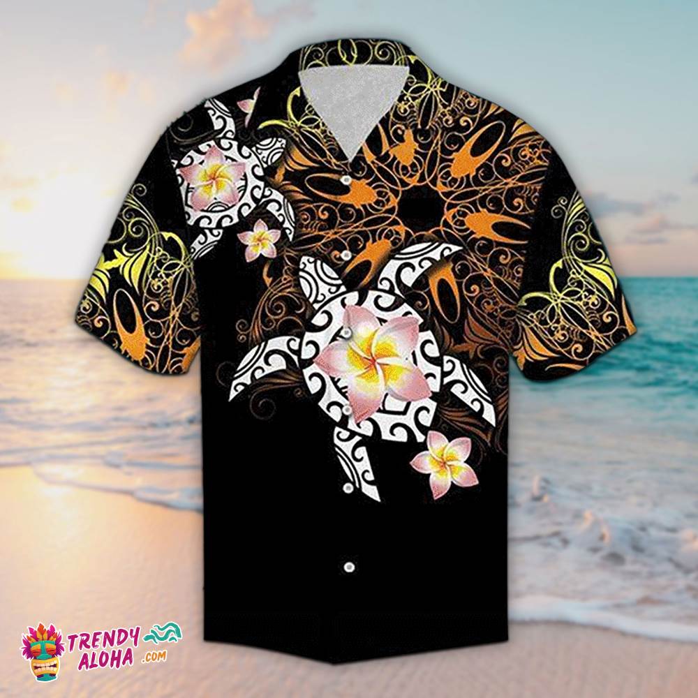 Turtle Hawaiian Shirt Turtle Plumeria Aloha Shirt, Aloha Hawaiian Shirts