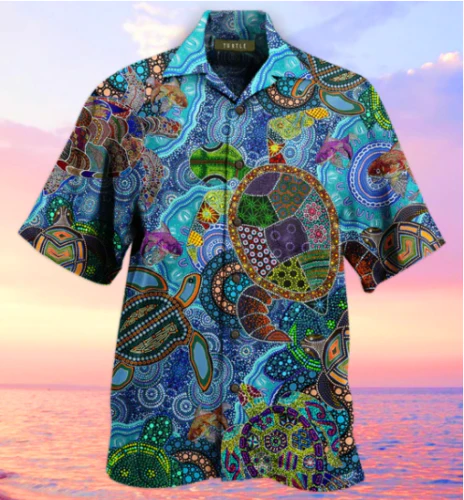 Turtle Hippie Trendy Hawaiian Shirt, Turtle Lover Trendy Hawaiian Shirt For