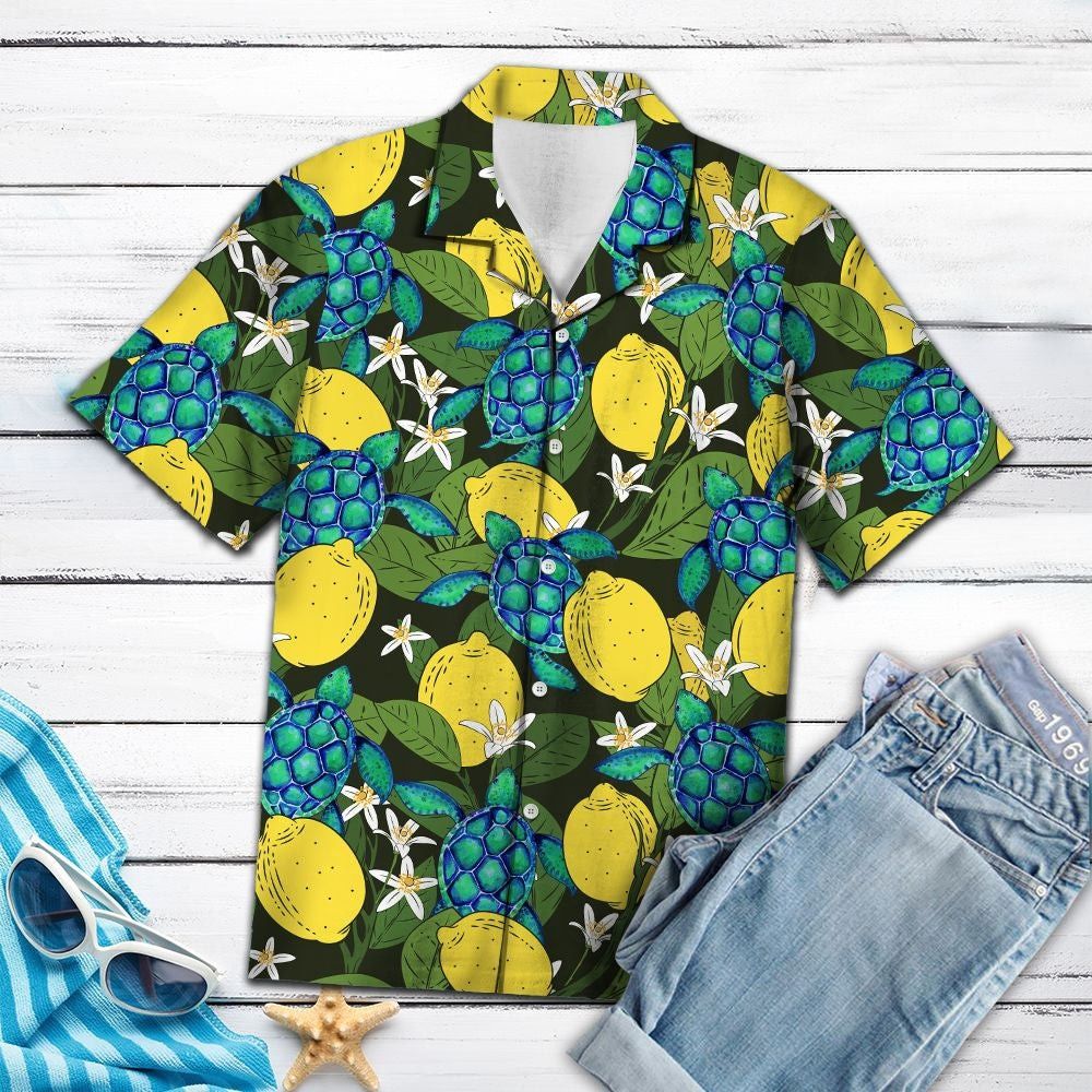 Turtle Lemons Tropical Trendy Hawaiian Shirt, Turtle Lover Trendy Hawaiian Shirt For