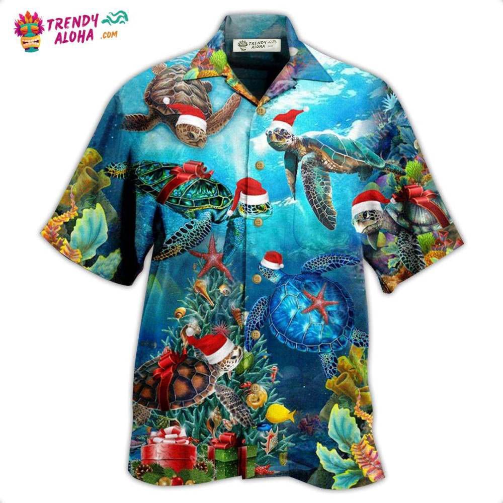 Turtle Love Christmas And Ocean Hawaiian Shirt – Trendy Aloha