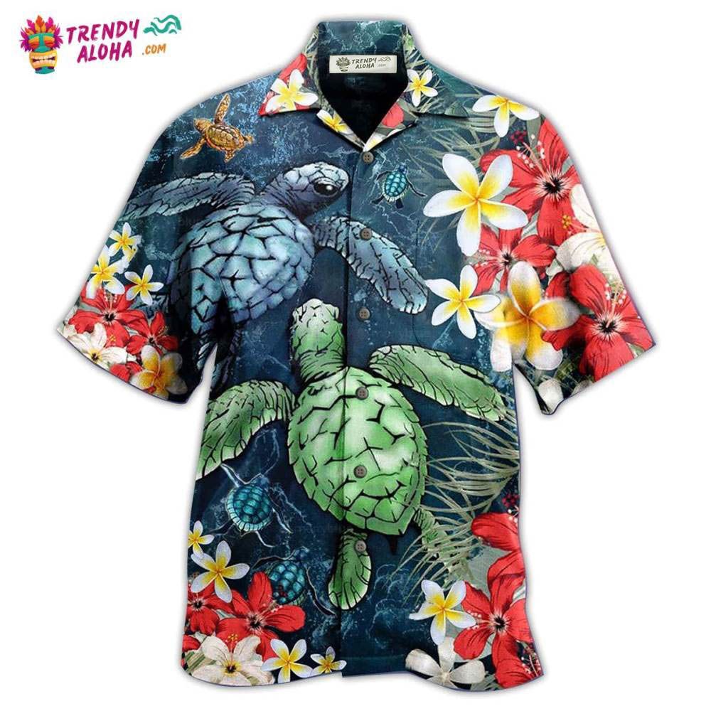 Turtle Love Flowers Hawaiian Shirt – Trendy Aloha