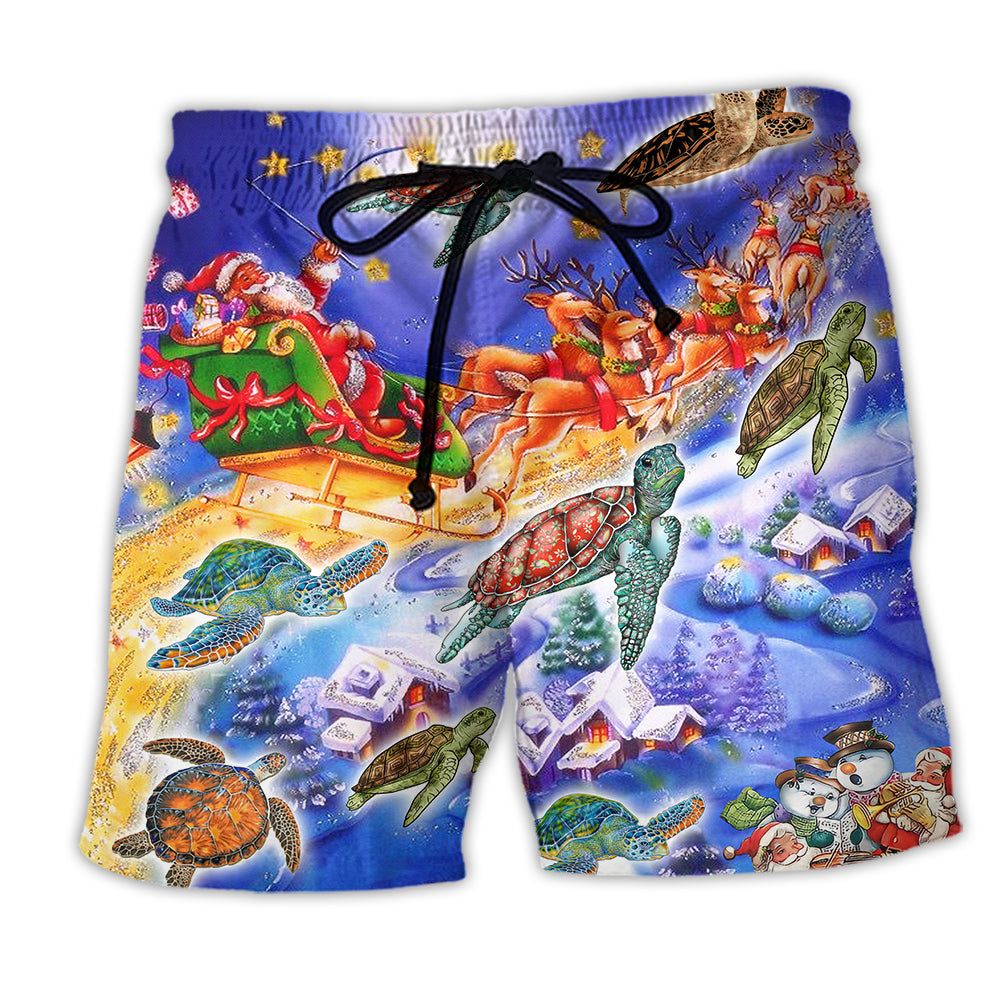 Turtle Neon Light Merry Christmas Trendy Aloha Hawaiian Beach Shorts Turtle Neon Light Merry Christmas Trendy Aloha Hawaiian Beach Shorts
